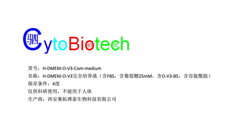 H-DMEM-O-V3完全培养基（含胎牛血清，含葡萄糖25mM，含O-V3-B5，含谷氨酰胺）